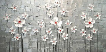 テクスチャード加工 Painting - 白い花の 3D テクスチャ